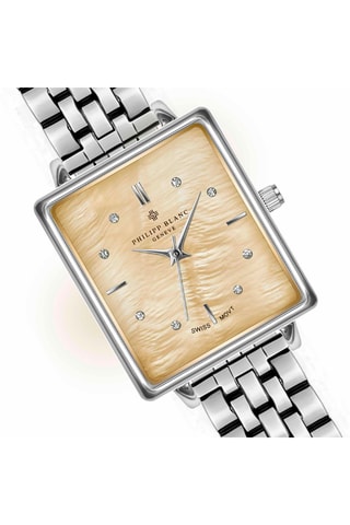 Stalen Quartz Horloge Zilverkleurig en Beige