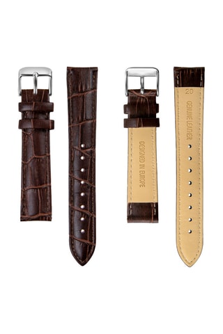 Leren Quartz Horloge Bruin en Zilverkleurig