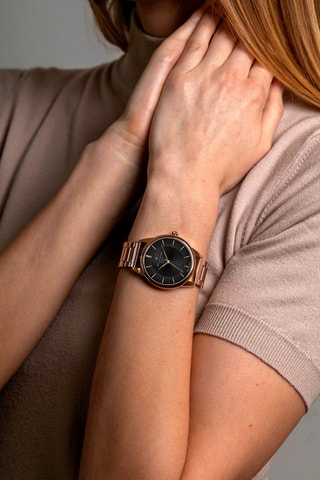 Stalen Quartz Horloge Roségoudkleurig