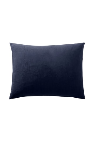 Taie d'oreiller en gaze de coton 57 fils/cm² Noah - Bleu nuit