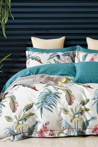 Parure de couette réversible en percale de coton - 80 fils/cm² - Bleu
