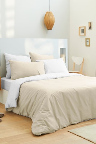 Conjunto de edredão em algodão 57 fios/cm² Bege e branco