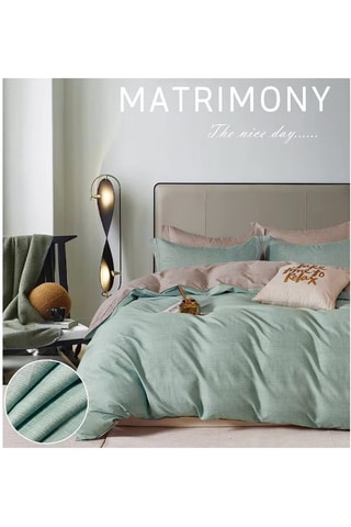 Parure de couette en coton 80 fils/cm² - Vert et beige