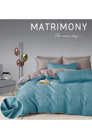 Parure de couette en coton 80 fils/cm² - Bleu et beige