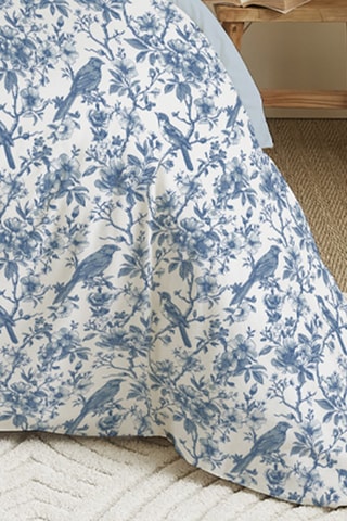 Parure de couette réversible en coton 57 fils/cm² - Bleu et blanc