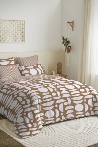 Parure de couette réversible en coton 57 fils/cm² - Marron