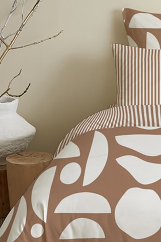 Parure de couette réversible en coton 57 fils/cm² - Marron
