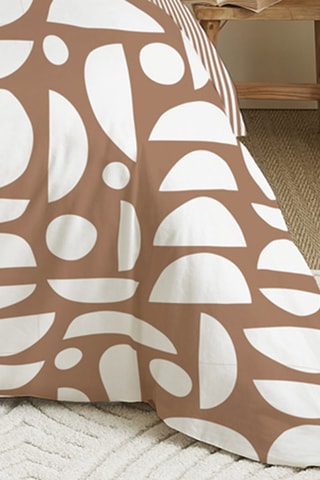 Parure de couette réversible en coton 57 fils/cm² - Marron