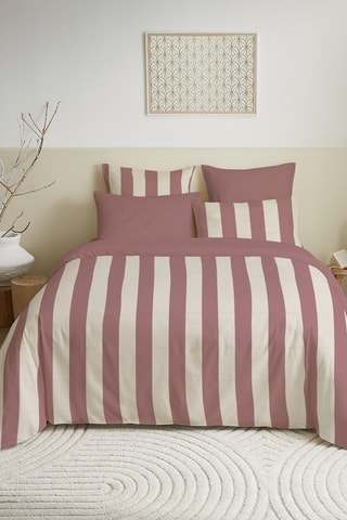 Parure de couette réversible en coton 57 fils/cm² - Pourpre et blanc