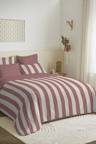 Parure de couette réversible en coton 57 fils/cm² - Pourpre et blanc