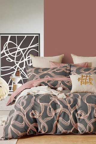 Parure de couette en coton 80 fils/cm² - Gris et beige