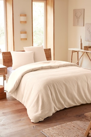 Conjunto de edredão em algodão colmeia 57 fios/cm² - Natural
