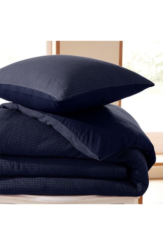 Conjunto de edredão em algodão colmeia 57 fios/cm² - Azul-escuro