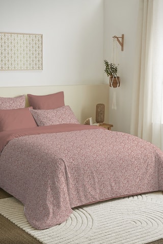 Parure de couette réversible en coton 57 fils/cm² - Pêche
