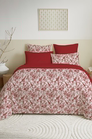 Parure de couette réversible en coton 57 fils/cm² - Rouge et blanc