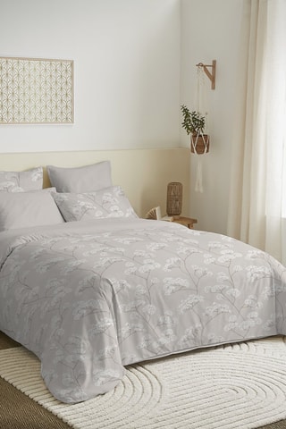 Parure de couette réversible en coton 57 fils/cm² - Beige et blanc