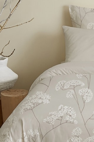 Parure de couette réversible en coton 57 fils/cm² - Beige et blanc