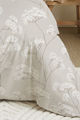 Parure de couette réversible en coton 57 fils/cm² - Beige et blanc