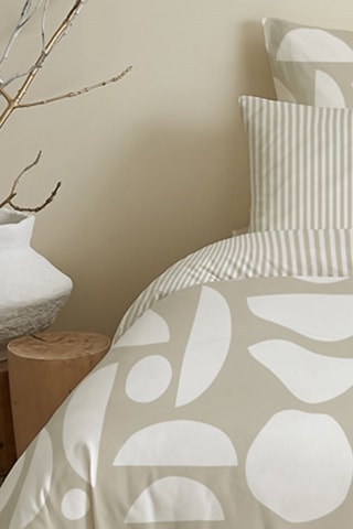Parure de couette réversible en coton 57 fils/cm² - Beige
