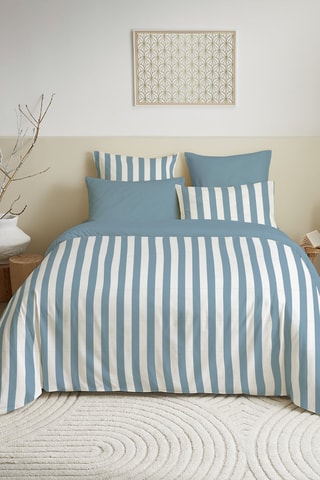 Parure de couette réversible en coton 57 fils/cm² - Bleu et blanc