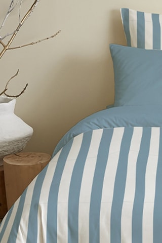 Parure de couette réversible en coton 57 fils/cm² - Bleu et blanc