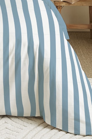 Parure de couette réversible en coton 57 fils/cm² - Bleu et blanc