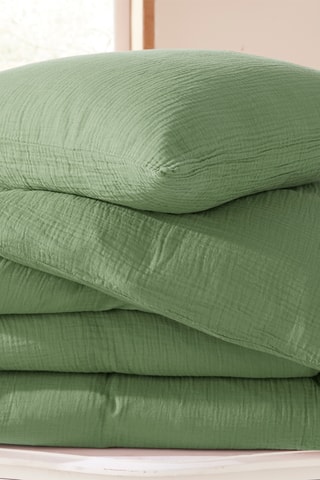 Taie d'oreiller en gaze de coton 57 fils/cm² Noah - Olive