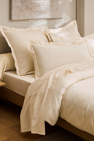 Drap plat en satin de coton 120 fils/cm² Prestige - Crème