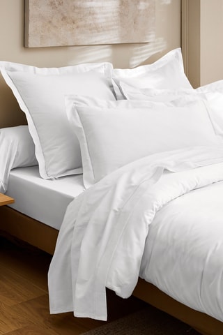 Drap plat en satin de coton 120 fils/cm² Prestige - Blanc