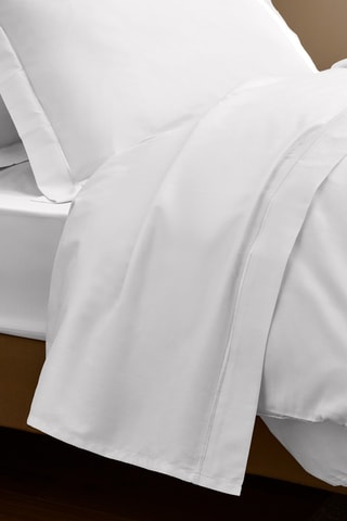 Drap plat en satin de coton 120 fils/cm² Prestige - Blanc