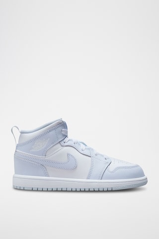 Baskets montantes en cuir 1 Mid - Blanc et ciel - Jordan