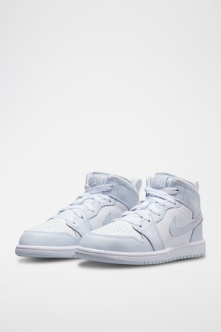 Baskets montantes en cuir 1 Mid - Blanc et ciel - Jordan