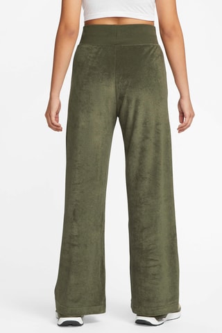 Pantalon wide legs taille haute en velours Terry - Kaki