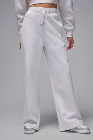 Pantalon ample polaire taille haute - Gris clair chiné