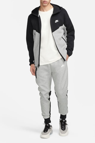 Sweat polaire à capuche - Gris clair chiné et noir