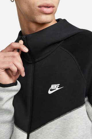 Sweat polaire à capuche - Gris clair chiné et noir