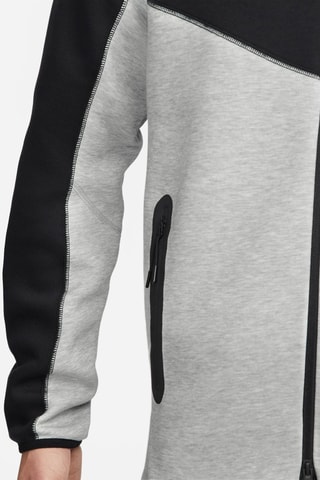 Sweat polaire à capuche - Gris clair chiné et noir