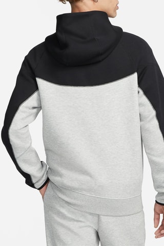 Sweat polaire à capuche - Gris clair chiné et noir