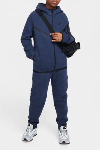 Sweat polaire à capuche - Bleu marine chiné
