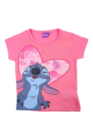 T-shirt Stitch Lilo en Stitch Disney - Donkerroze