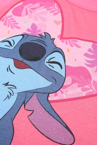 T-shirt Stitch Lilo en Stitch Disney - Donkerroze