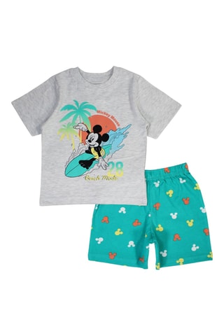 T-shirt en Short Mickey Disney - Lichtgroen en Gemêleerd Lichtgrijs