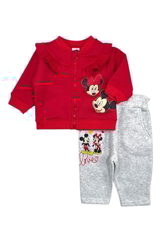 Fleece Sweater en Broek Minnie en Mickey Disney - Rood en Gemêleerd Lichtgrijs