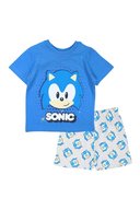 T-shirt en Short Sonic  Blauw en Gemêleerd Lichtgrijs
