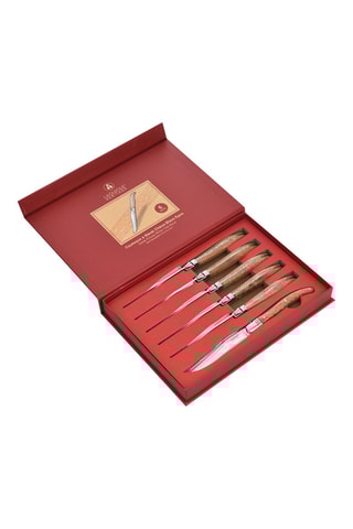 Coffret de 6 facas para bife em madeira de carvalho e aço inoxidável Heritage 10 cm
