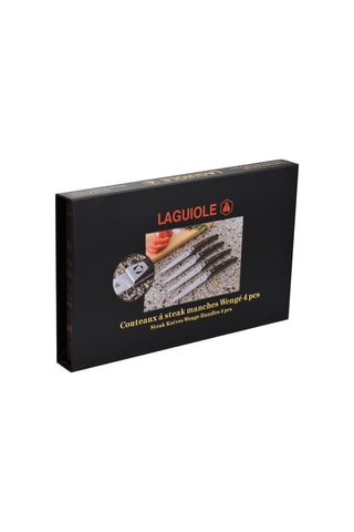 4 facas de carne em madeira de Wenge e aço inoxidável - 11 cm