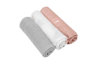 3 Bamboevezel Doeken Rainbow - Grijs en Roze