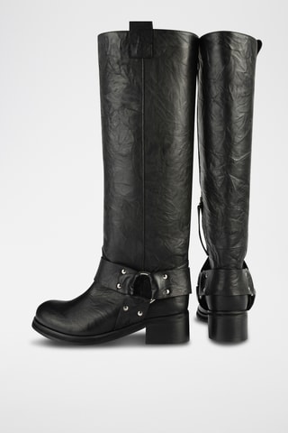 Leren Laarzen Biker Gang - Zwart