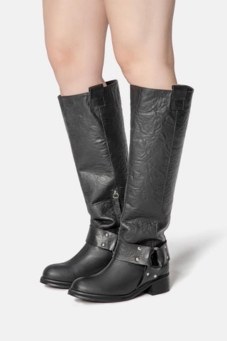 Leren Laarzen Biker Gang - Zwart