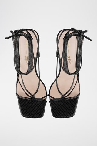 Leren Romeinse Sandalen met Hak Caliente - Zwart